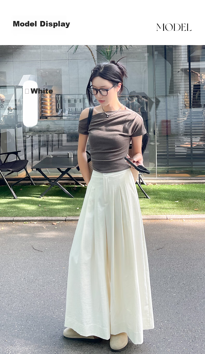 LangSha High-Waisted Casual Skirt Pants, Summer Lightweight Straight-Leg Draping Slimming Wide-Leg Pants, Flowing A-Line Skirt Casual Trousers for Wome 12