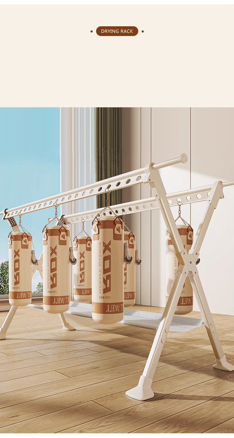 Annafu Aluminum Alloy Retractable Folding Clothes Drying Rack, Balcony Quilt Hanger, Laundry Pole YJ152 White 2.3 Meters 6