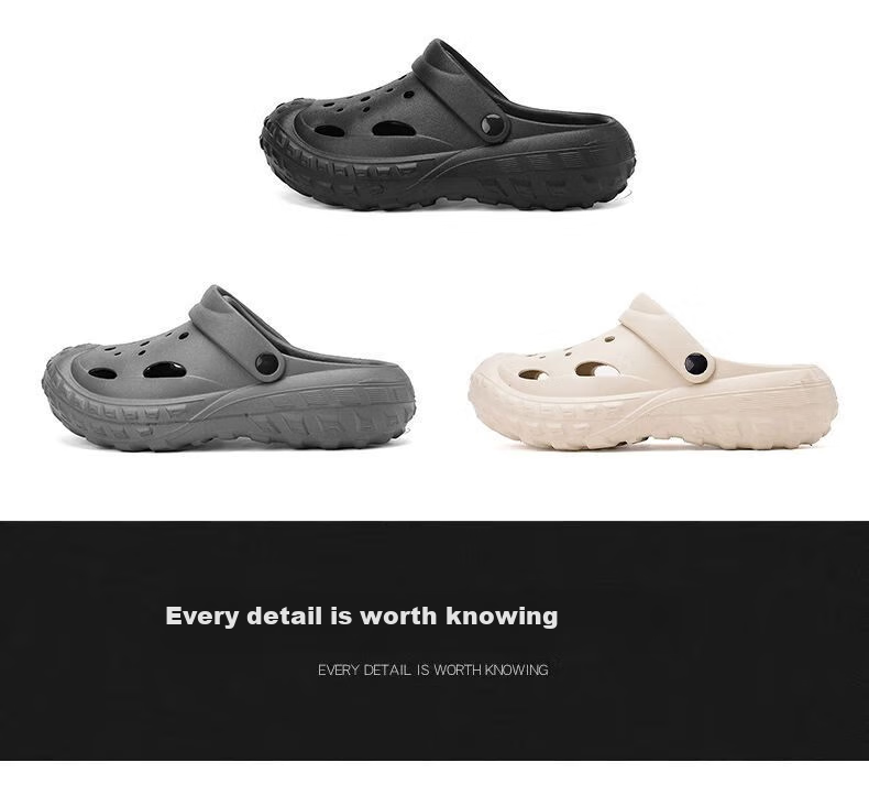 RENBEN Perforated Shoes, Unisex Sandals, Casual Dual-Use Beach Shoes, Closed-Toe Slippers, Indoor And Outdoor Non-Slip, 899 Green, Size 36-37 1