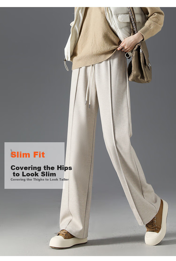 Dme [Mid-Rise Design to Make Legs Look Straight And Long] Relaxed Loose-Fitting Wide-Leg Pants, Soft And Skin-Friendly Glutinous Rice Pants 3