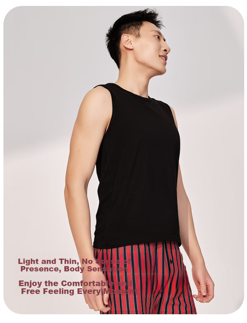 Yiershuang Premium Summer Men's Round Neck Wide Shoulder Tank Top, 40 Count Xinjiang Cotton, Wearable Undershirt Vest 9
