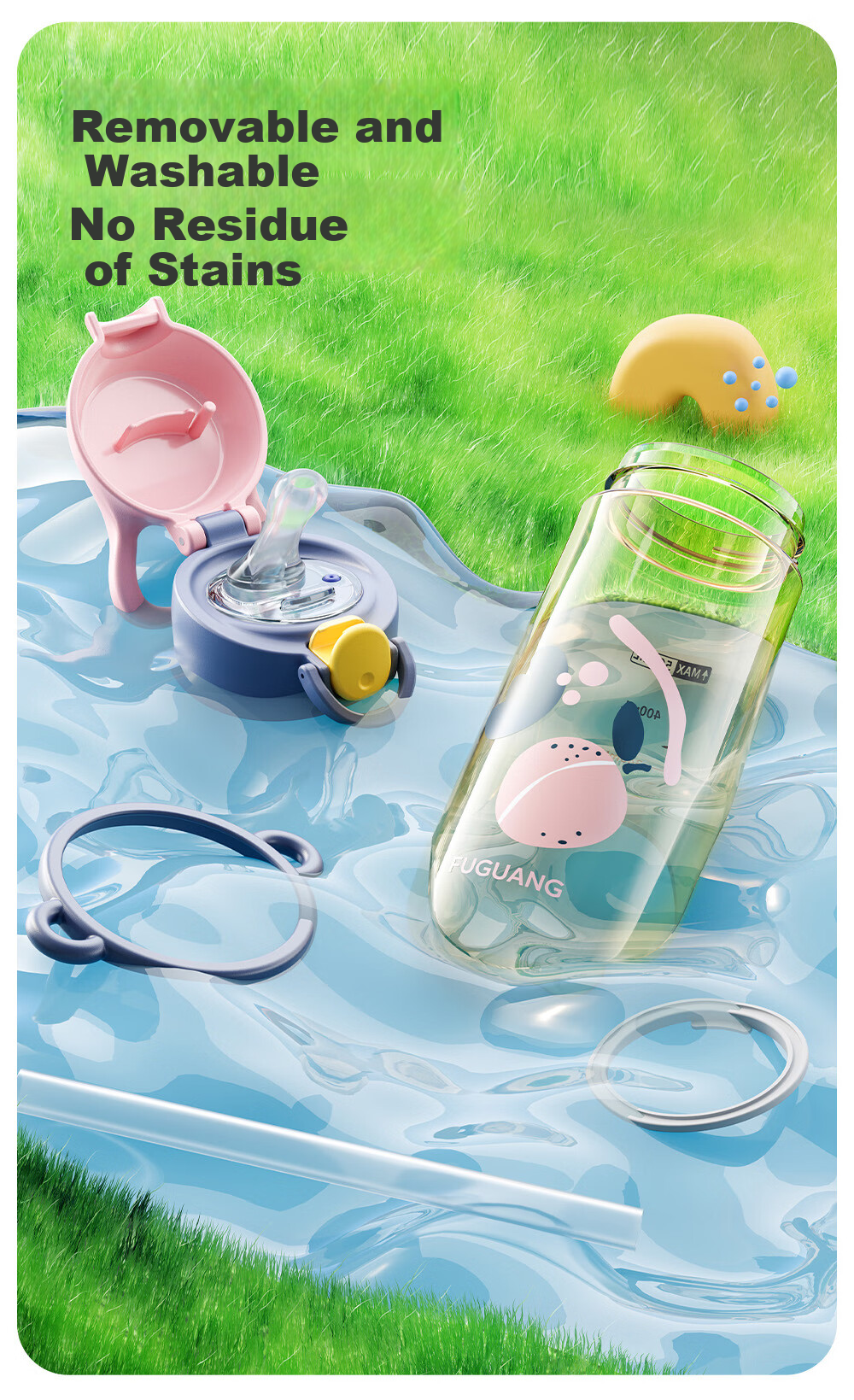 Fuguang Plastic Cup, Children's Water Bottle, PPSU Straw Cup, for Toddlers, Primary School Students, Pregnant Women, Infants And Kindergarten Children, 560ml 15