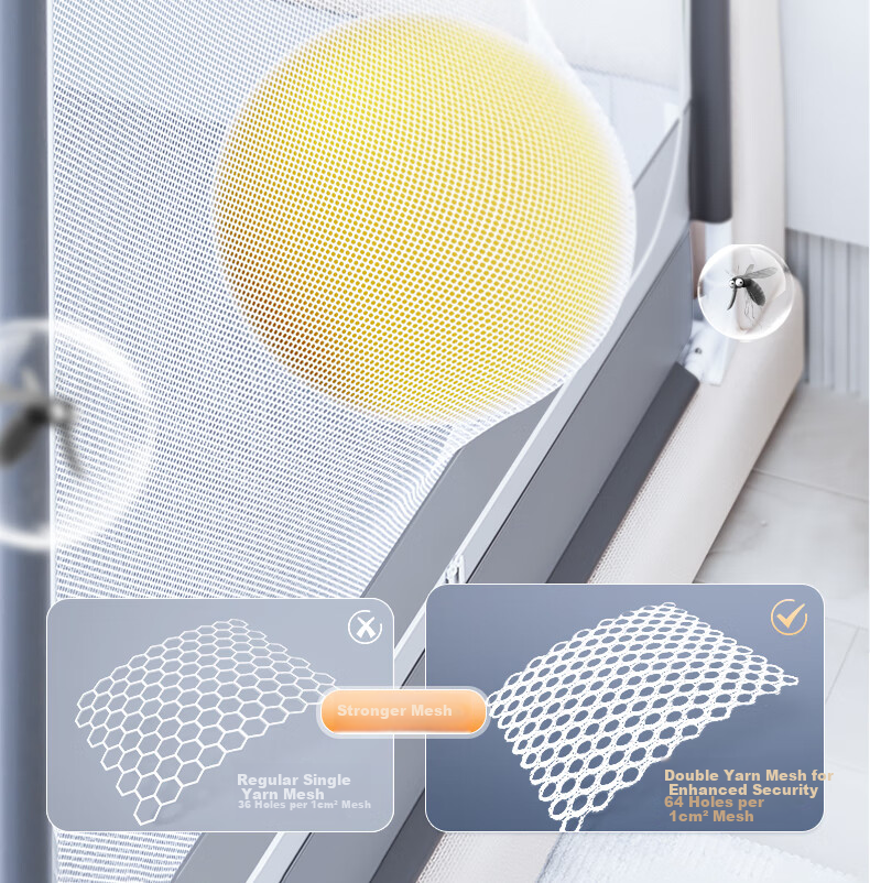KORRESTAR Class A Household Full-Coverage Mattress-Style Anti-Fall Mosquito Net, Prevents Falling off Bed, Full Coverage Bottom, Thick Gray, 1.8 Meters [1 Bottom Screen] 14