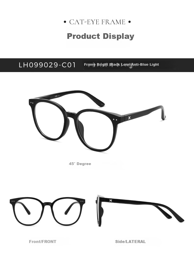 LOHO Ultra-Light Round Frame Glasses for Women, Can Be Fitted with Myopia Lenses, Cold Tea Color, Face-Slimming Effect, Bare-Faced Look, Anti-Blue Light Frame, Compatible with Zeiss Lenses 10