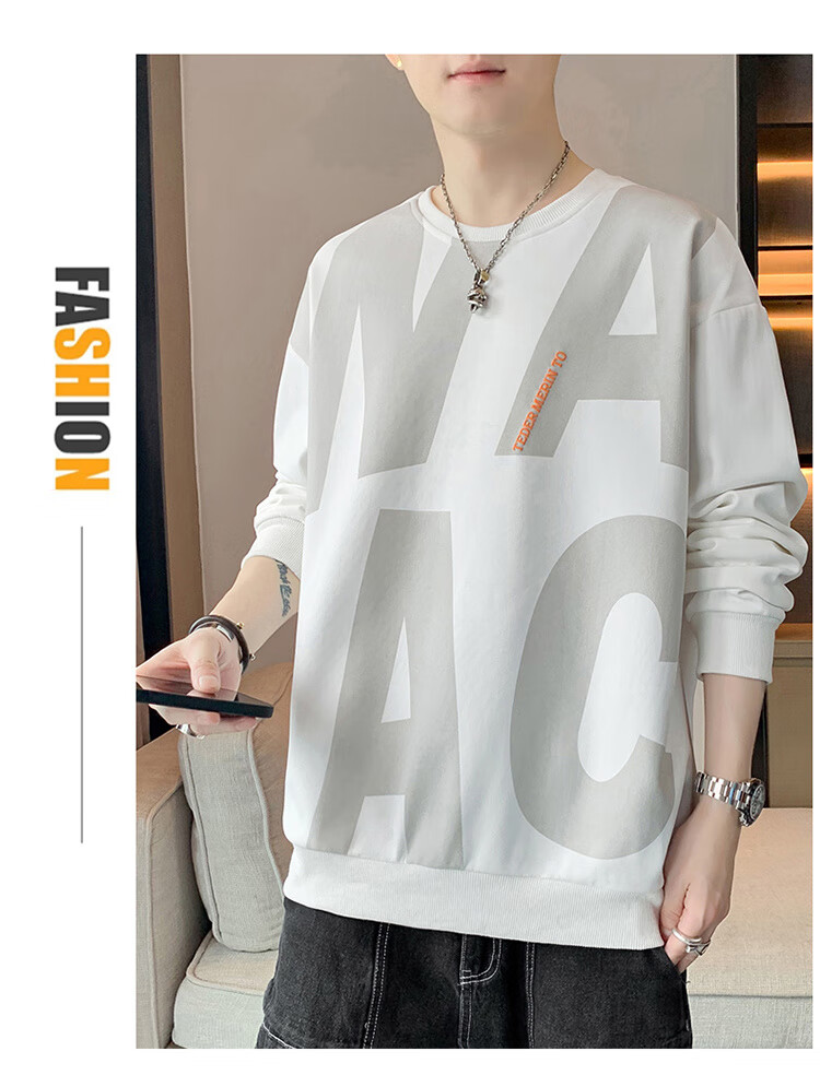 JEEP SPIRIT Sweatshirt for Men, Autumn 2025 New Style, Loose-Fitting Base Layer, Long-Sleeve Sweatshirt for Men 6586, Black, XL 16
