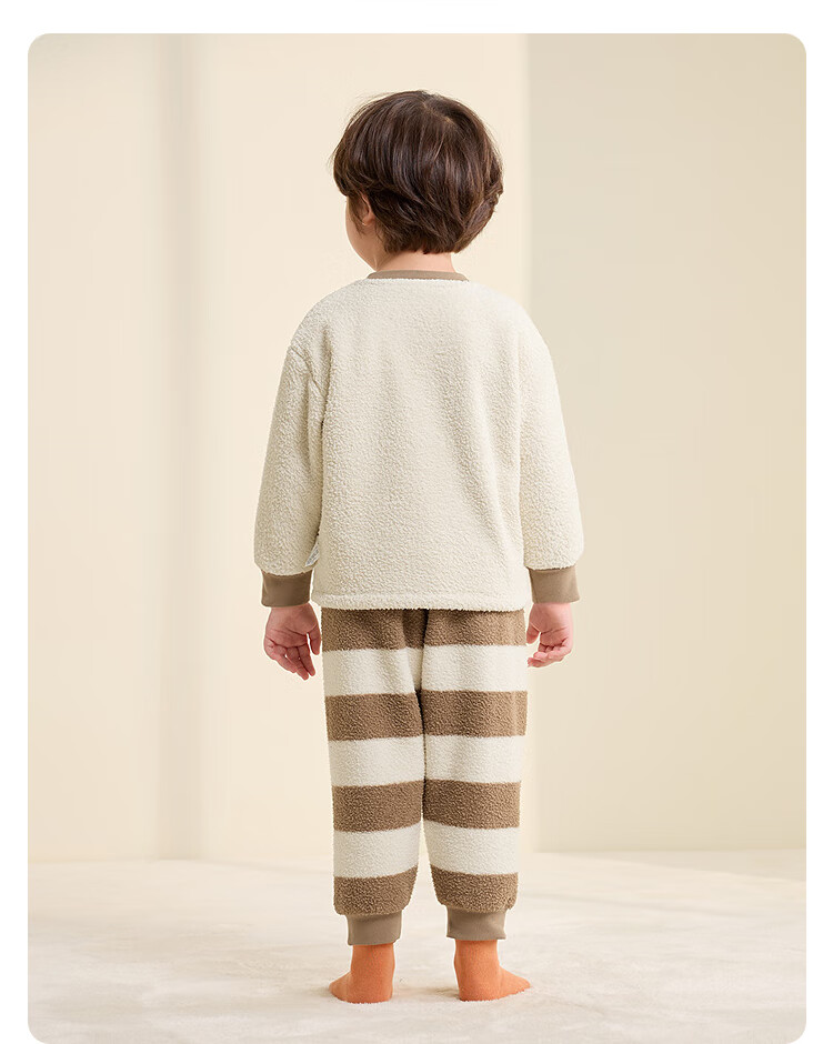 BALABALA BalaOne Baby Pajama Set, New Winter Style, Half-Fleece, Boys And Girls Home Wear, Warm 17