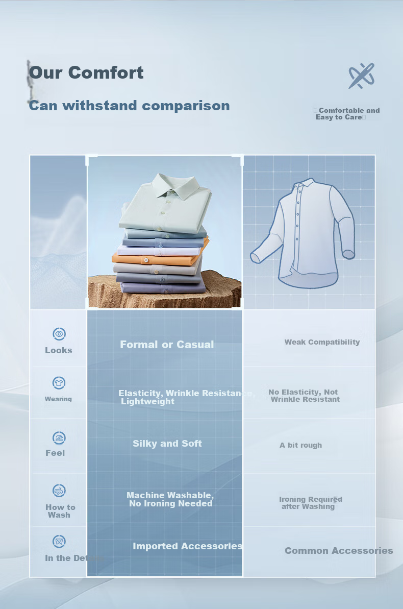 Hodo [Light Cloud Shirt] Modal Silk Blouse, Men's Long-Sleeve Casual Shirt, Wrinkle-Free Dress Shirt 3