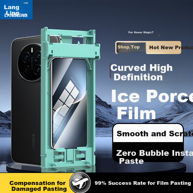 LANGLING [Ice Ceramic Film] Suitable for Honor Magic7 Phone Screen Protector, Full Adhesive Magic7 Hydrogel Film, Non-Tempered Full Coverage, High-Definition Anti-Fingerprint Dust-Free Quick Installation Film