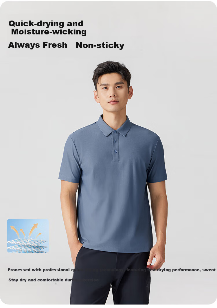 Pioneer Camp Quick-Dry Polo Shirt for Men, Summer Outdoor Cool Breathable Short-Sleeve City Commute Lightweight Sports Training T-Shirt 3