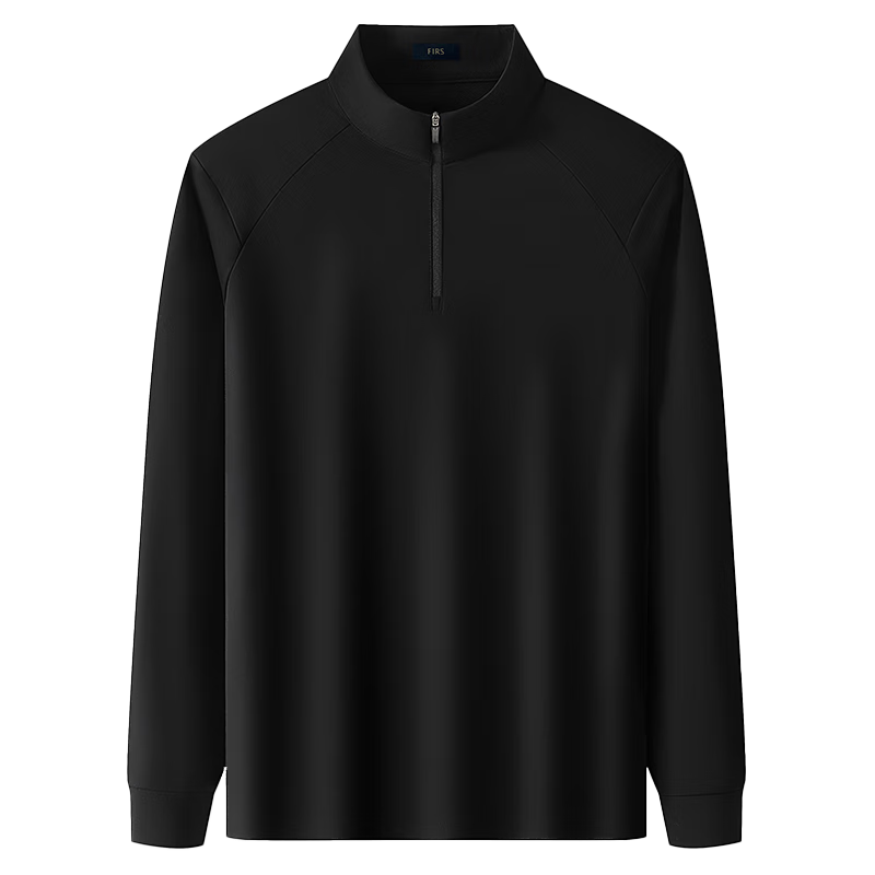 FIRS [7A Antibacterial] Men's Spring and Autumn Half-Zip Business Casual Pullover Long Sleeve T-Shirt