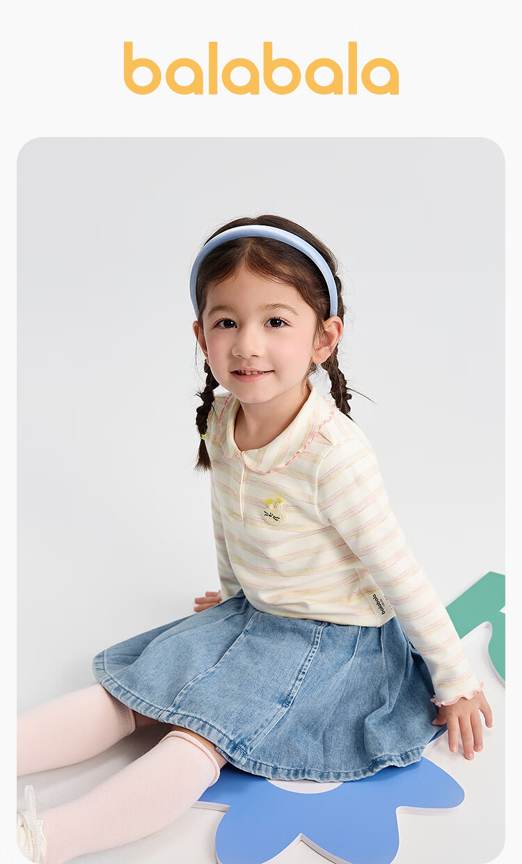 BALABALA BalaOne Children's T-Shirt, Girls' Undershirt, 2025 Autumn Collection, Baby Long-Sleeve Top, Sweet Style, 208325100012 1