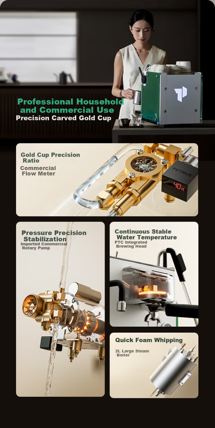 Petrus Coffee Machine, Italian Espresso Machine, Fully And Semi-Automatic, for Home And Commercial Use, Steam Milk Frother, Liuxia Max PE3922Max 4