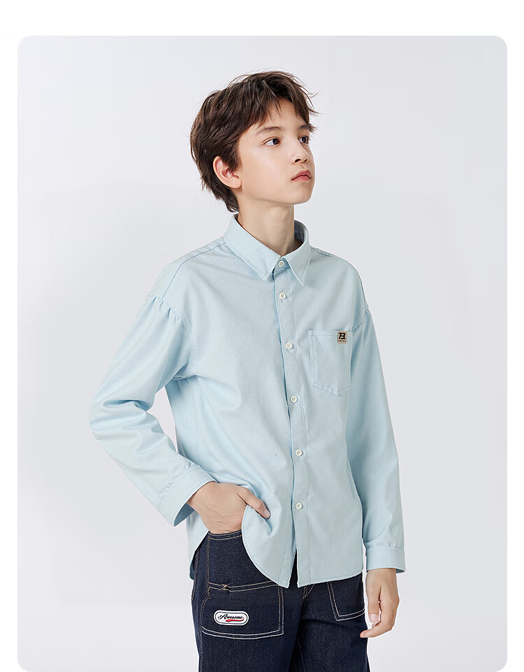 BALABALA Children's Long-Sleeve Shirt, Parent-Child Outfit, Autumn 2025, All-Cotton Brushed Fabric, Loose-Fitting, Skin-Friendly, 208325102202 15