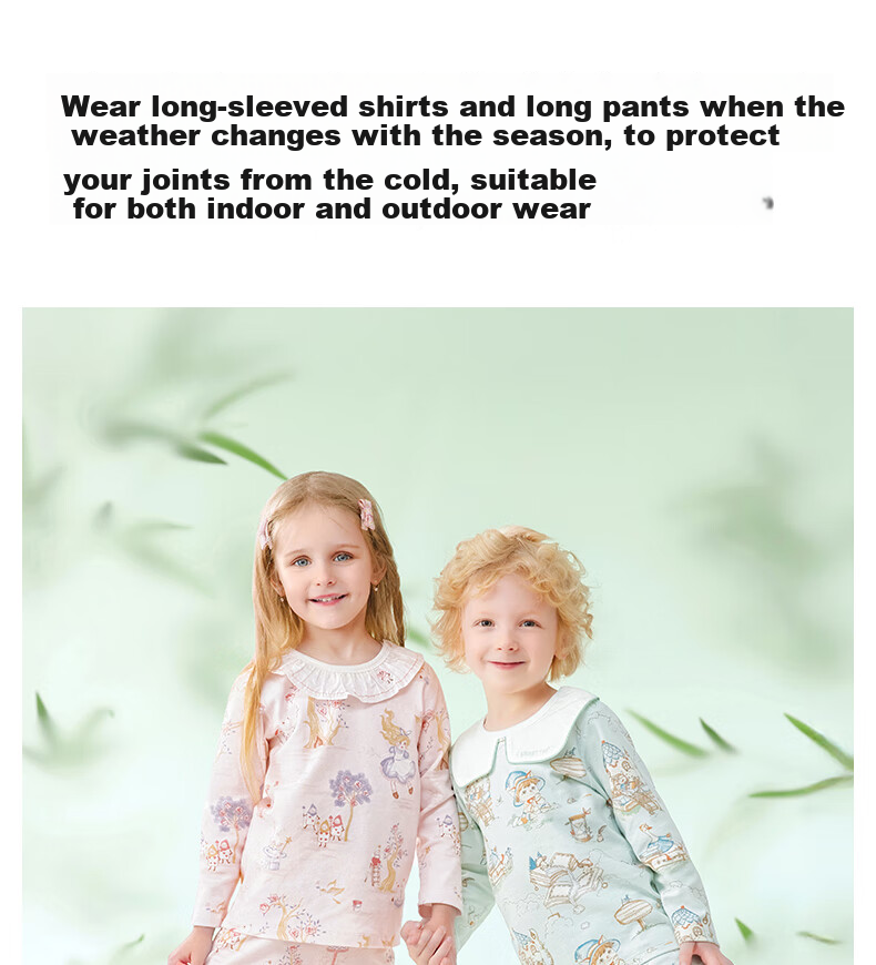 Beitaisi Children's Home Wear Set, Spring And Autumn Stylish New Design, Baby Pajamas, Pure Cotton Clothes, Class A Seamless, for Boys And Girls 17