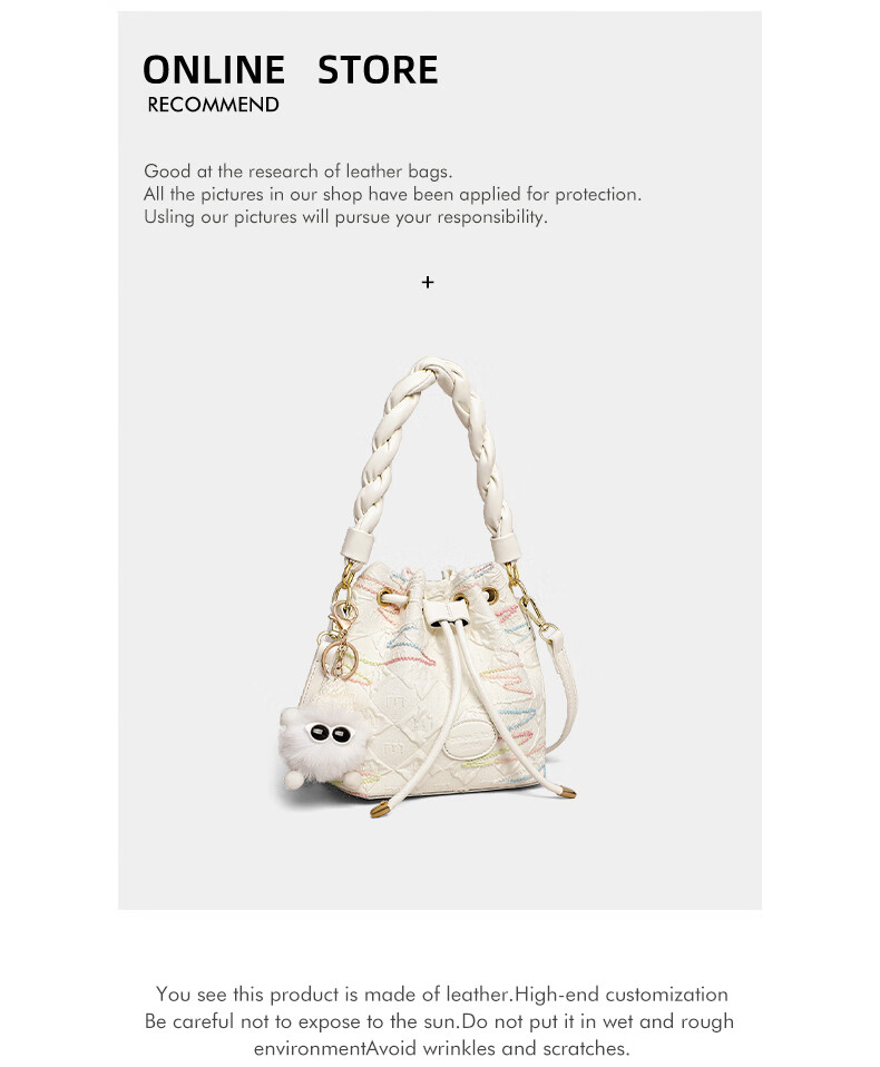 Aiqinghai Water Bucket Bag, Women's Crossbody Bag, Shoulder Canvas Bag, Light Luxury Brand, Birthday And Mother's Day Gift, Practical Present for Mom 3