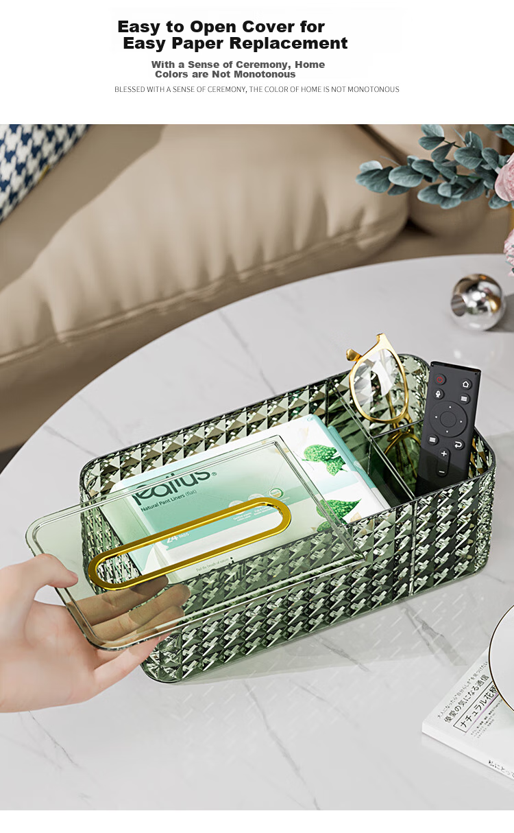 Daisy Leaf Desktop Storage Box, Tissue Box, Light Luxury Living Room Coffee Table Tissue Holder, Home Remote Control Storage Box 2