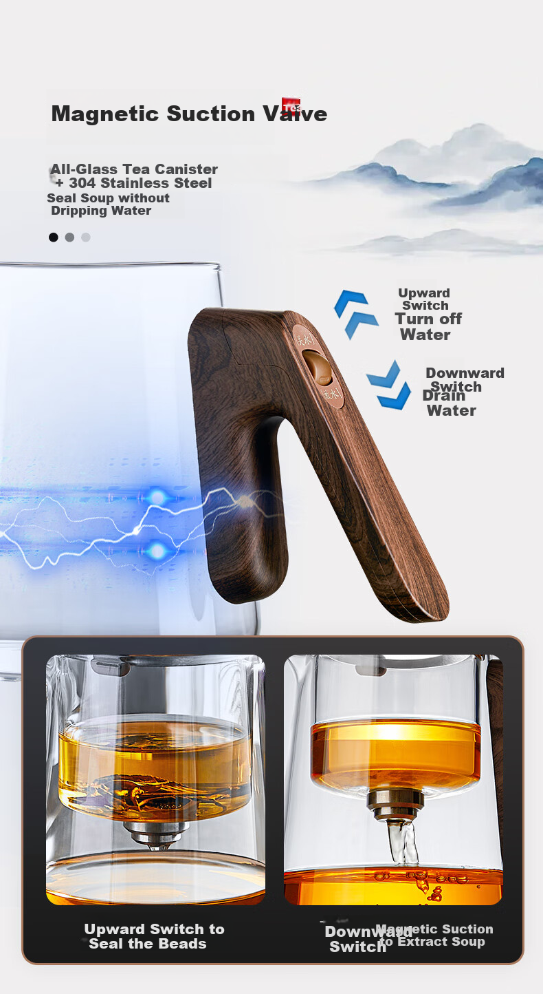 YIHUTEA Magnetic Floating Cup Tea Infuser without Handle, One-Button Drainage, High-End Office Tea Set, Tea-Water Separation Cup, Home Tea Maker 3