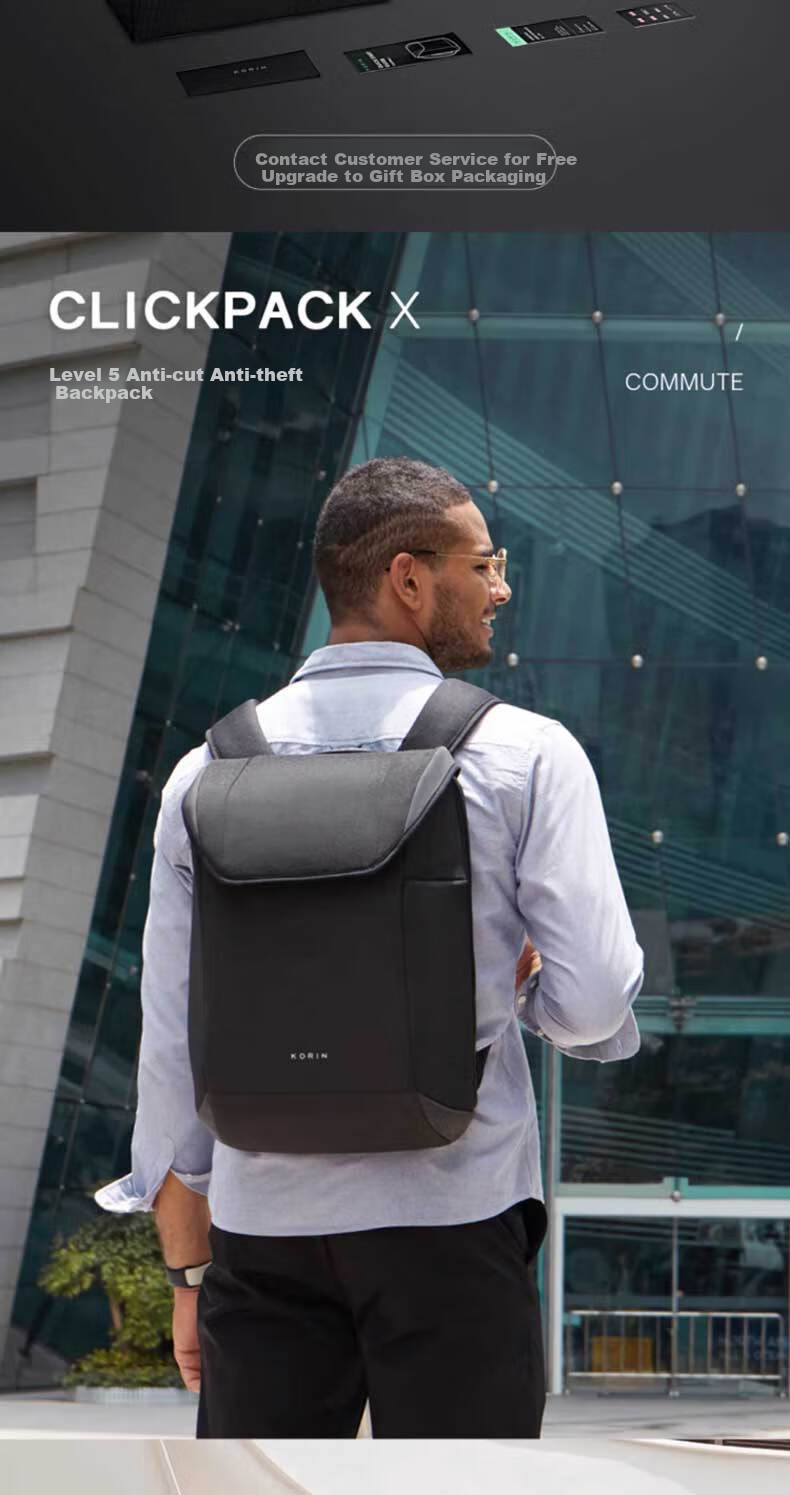 KORIN Anti-Cut Laptop Backpack, Large Capacity, Lightweight for Travel And Commuting, Notebook Backpack for Men, Black, Model K7 2