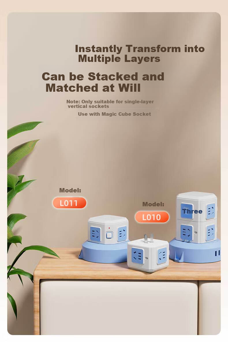 Kyfen Vertical Cube Power Strip, Overload Protection, 16 Outlets with Five Holes, 3 USB Ports, 1.8 Meters Long, Overload-Resistant, Flame-Retardant, Space-Saving Desig 6