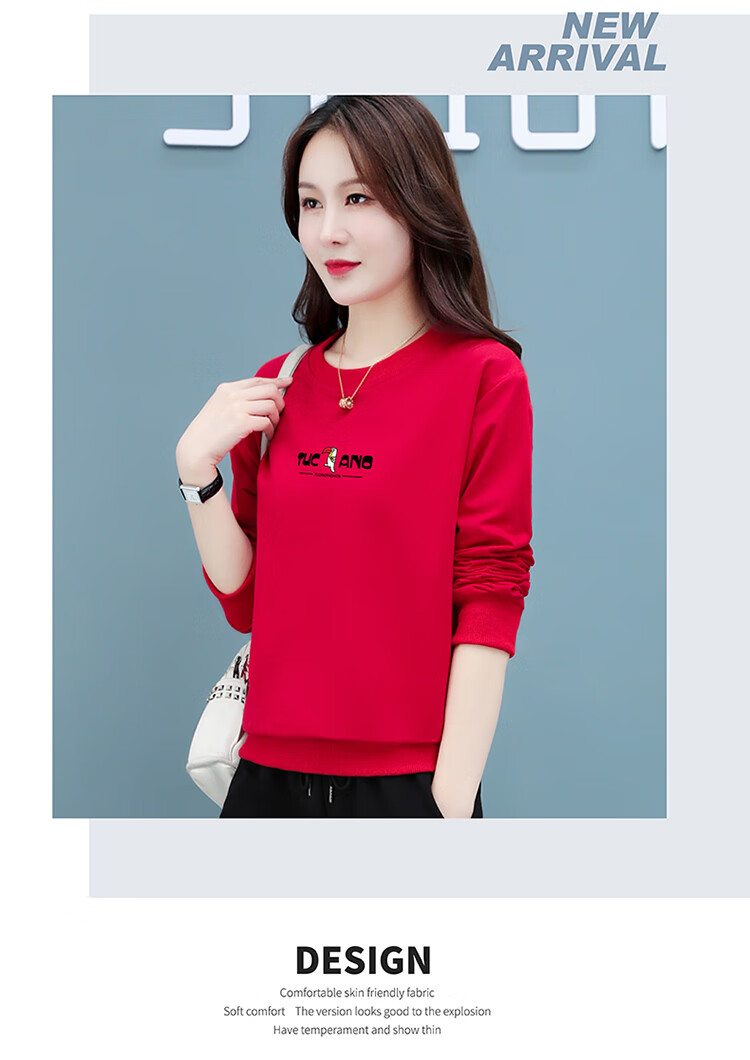 TUCANO Women's Long Sleeve Sweatshirt 2025 New Spring Autumn Mid-Aged Fashionable Youthful Versatile Crew Neck Top Pink Purple 4XL 3