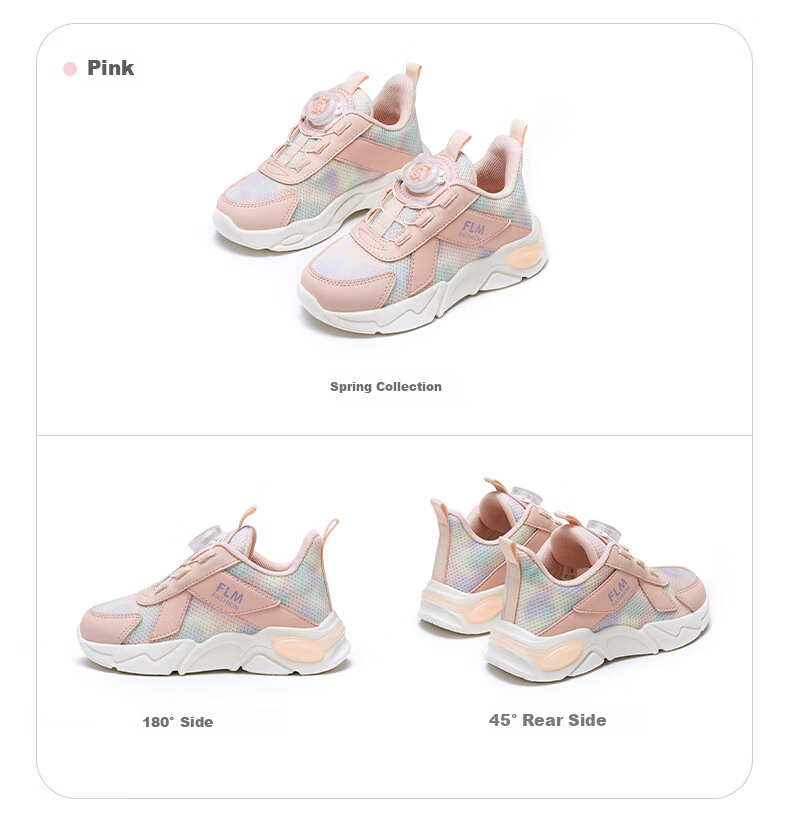 Follow Me Girls' Sports Shoes, Spring And Summer Mesh Breathable Casual Shoes, Children's Running Shoes, White/pink (Hollow Design), Size 34 16