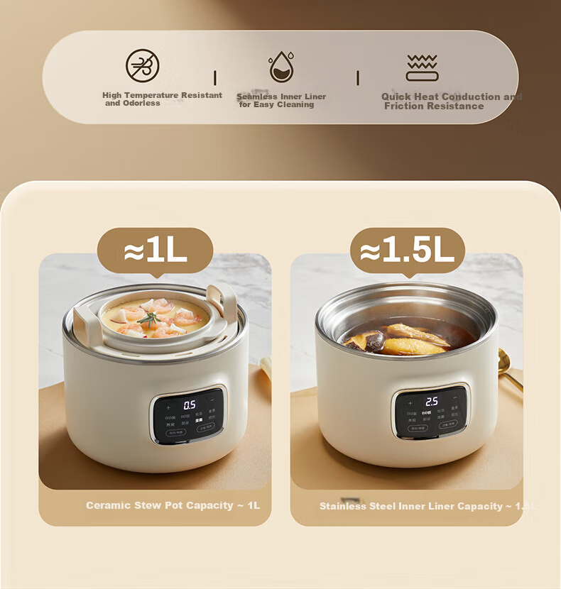 OIDIRE (Oudian) Electric Stew Pot, Double Boiler Soup Cooker, Health-Preserving Ceramic Pot with Automatic Timer for Bird's Nest And Baby Food, ODI-DDZ23A Steamer Model 9