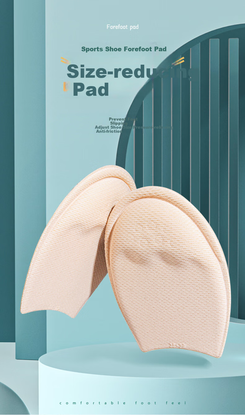 Maigaole 2 Pairs, Shoe Size Reducer, Half-Size Insoles for Women And Men, One-Size Sports Shoes, Forefoot Pads, Beige Round Toe, 29-34 1