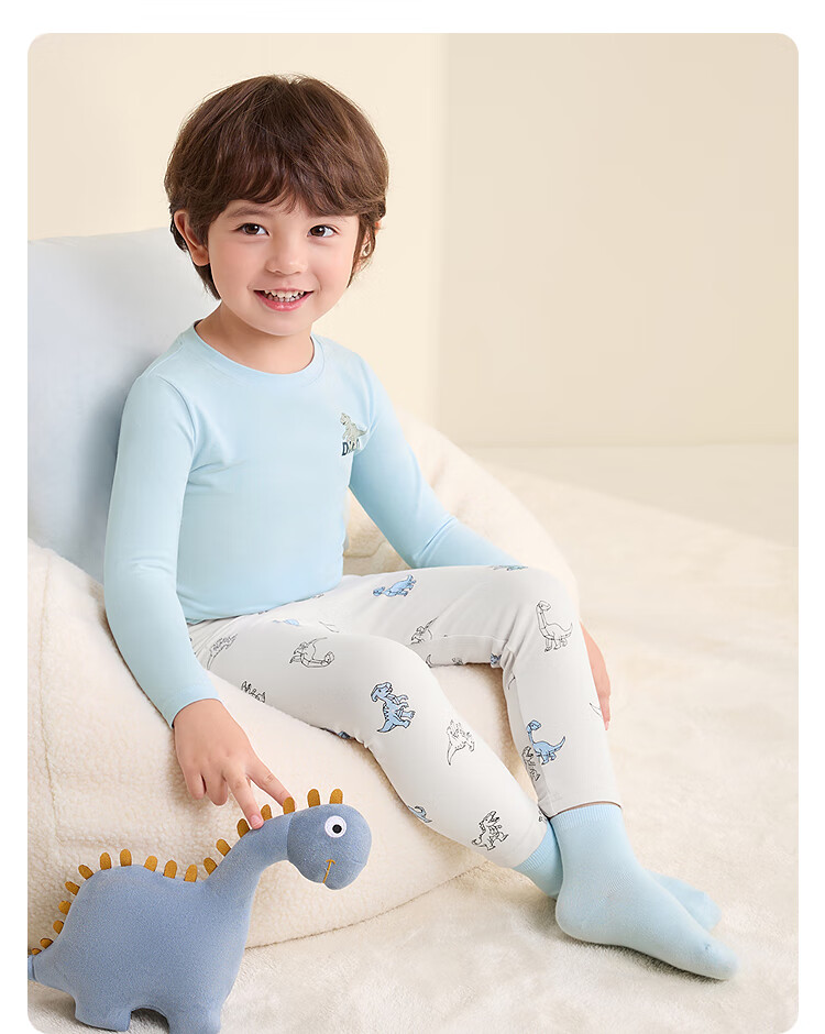 Balabala Boys' Underwear Set Children's Two-Piece New 2025 Autumn Winter Soft Skin-Friendly Girls' Thermal Top and Bottom 5