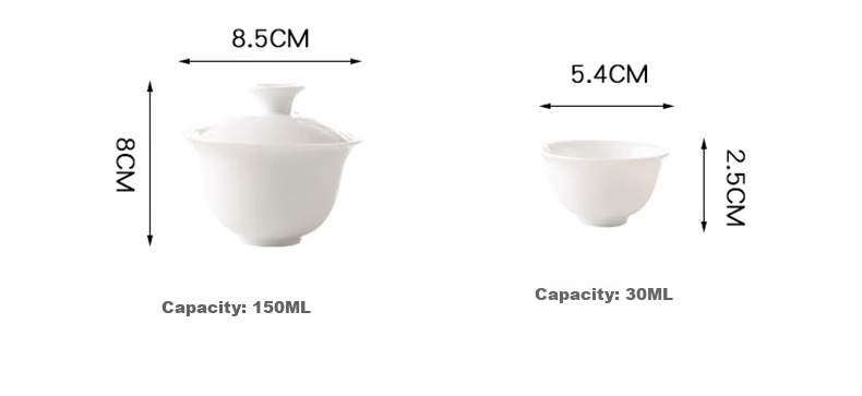 CLITON Travel Tea Set Portable White Porcelain Gaiwan Kung Fu 6-Piece Tea Water Separation Outdoor Quick Cup Office Tea Set 12