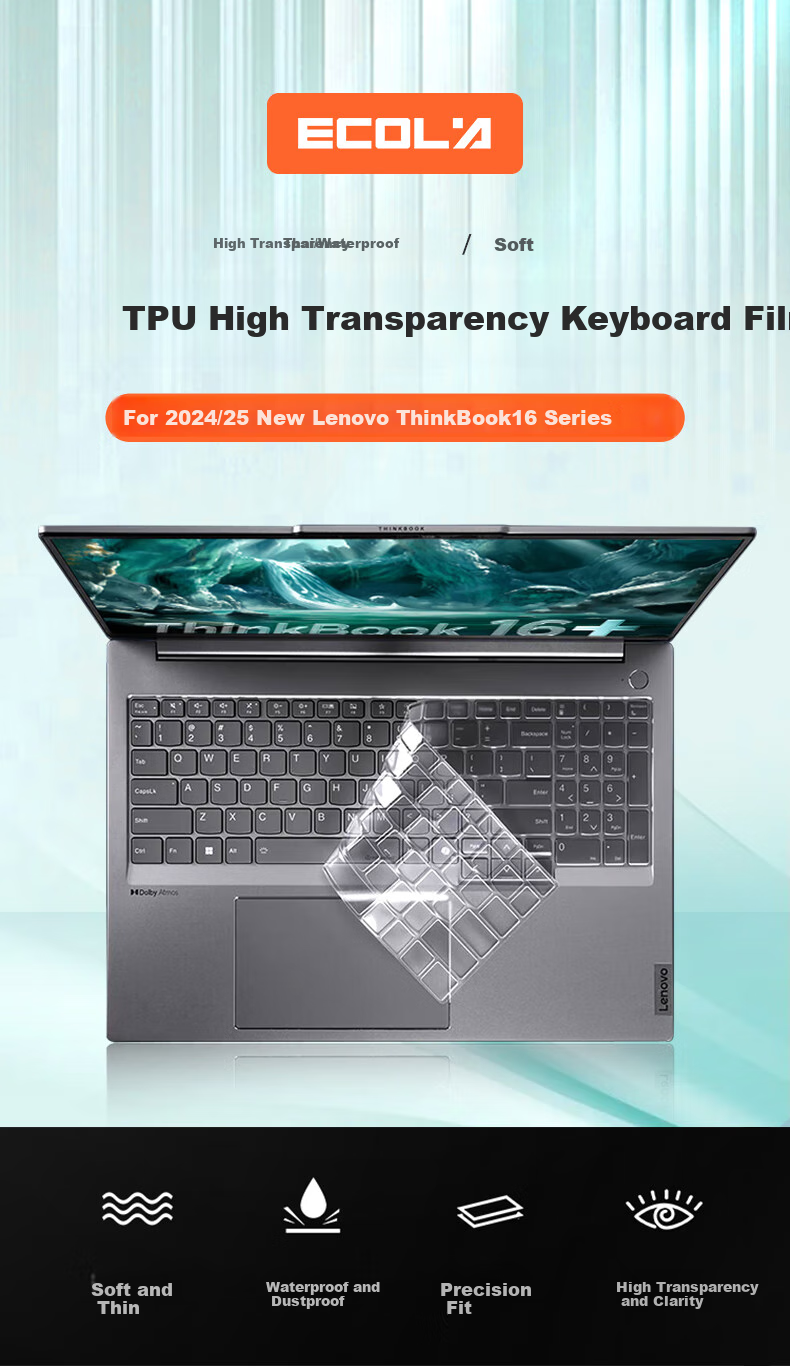 ECOLA Lenovo Keyboard Cover, Weixi 14-Inch (2020 Model)/Weixi Pro-13.3 Inch TPU Keyboard Protective Film, Dustproof And Waterproof EL025 1