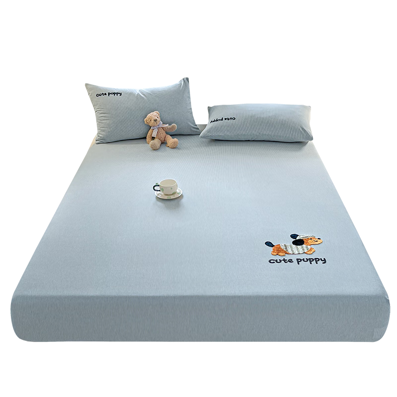 MUJI Class A Cotton Embroidered Fitted Sheet Pure Cotton Mattress Protector Full Coverage Fitted Sheet 150*200cm