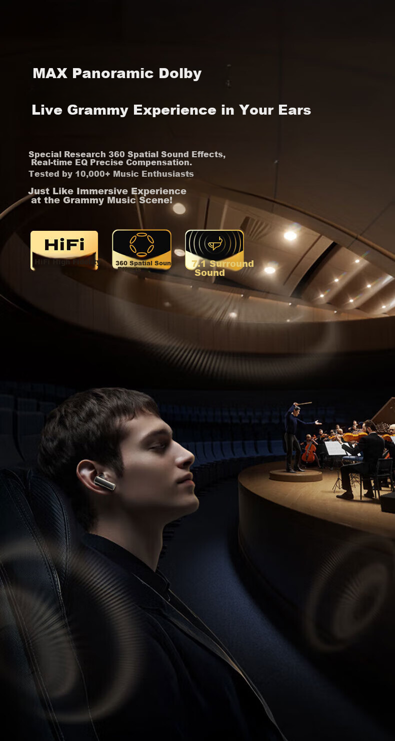 Jinyun (KINYO) [Up to -60dB Top Noise Cancellation | Latest 2026 Model] Deep Active Noise Cancelling Earphones, Bluetooth Headphones, In-Ear Ultra-Long Battery Life, Gentle on Ears, Top Ten in Rankings 20