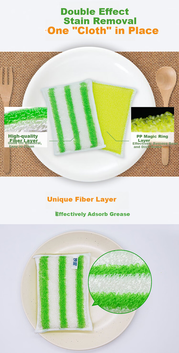 MIAOJIE Bamboo Oil Cleaning Cloth 23*18cm 3-Pack Kitchen Dishwashing Cloth Household Use Unique Fiber Easy to Rinse 1