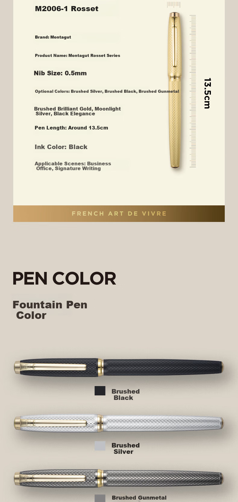 MONTAGUT [Best-Selling Product] Ballpoint Pen Business Gift Daily Writing for Men And Women Office Signature Pen Losate Series Brushed Black 10