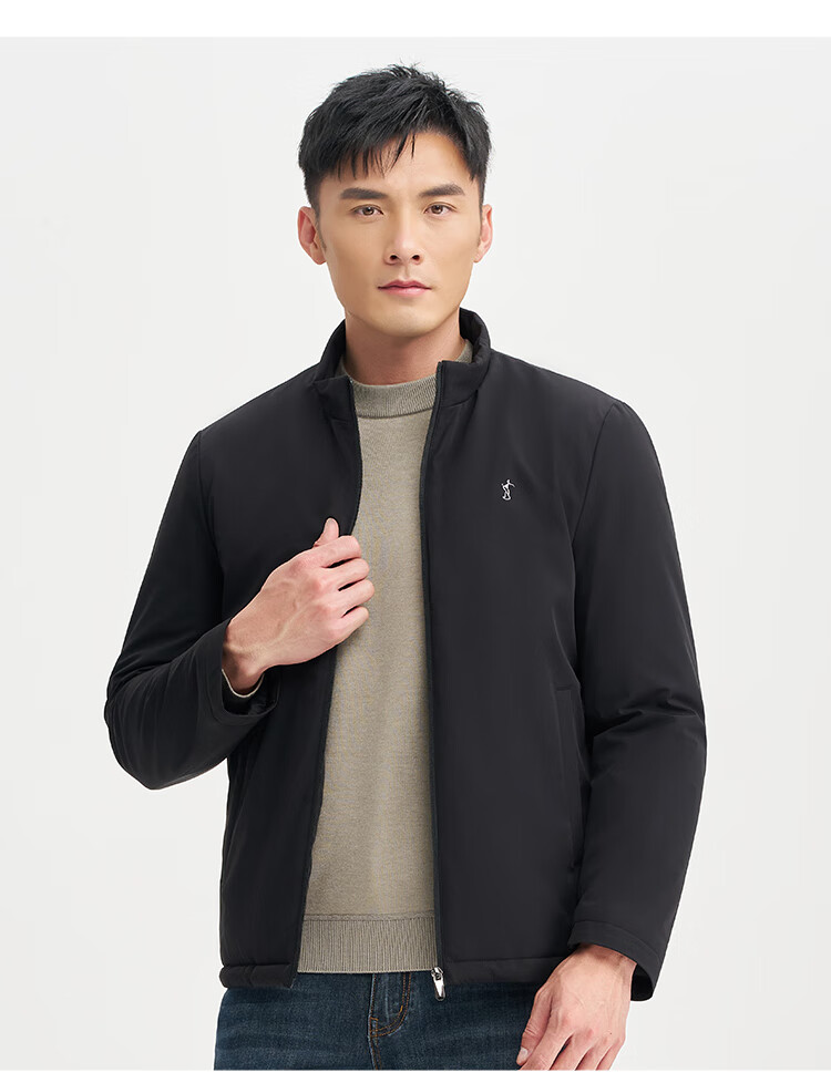 Caizi Men's Stand Collar Jacket Autumn Winter 2025 New Graphene Warm Fabric Embroidered Simple Business Casual Windproof 1