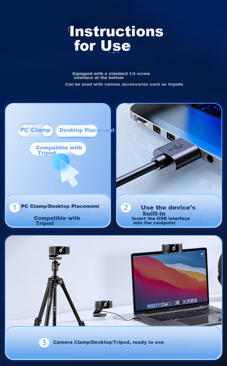 Stiger Computer Webcam with Microphone, High-Definition All-In Desktop Laptop External Live Streaming Conference Online Class Home Use Postgraduate Entrance Exam Retake 1080p Video Call USB 12