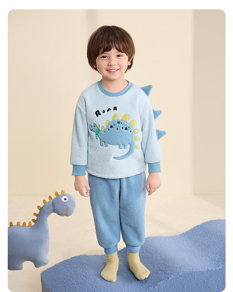 BALABALA BalaOne Baby Pajama Set, New Winter Style, Half-Fleece, Boys And Girls Home Wear, Warm 19