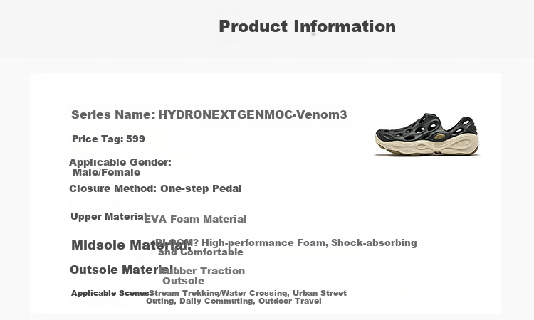 Merrell Water Hiking Shoes, Venom Perforated Shoes, Breathable Non-Slip Waterproof Beach Sandals, Outdoor Slip-On River Tracing Shoes for Men, Size 41 8