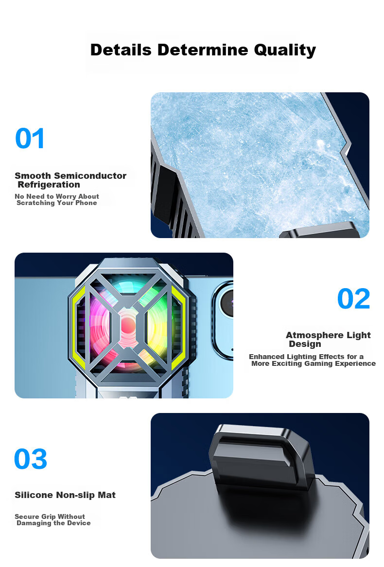 KOVL (KOVOL) Phone Cooling Pad, Digital Display Semiconductor Cooling, Live Streaming Cooling Back Clip Style, Suitable for Apple And Android, Ceramic Black, DY88 RGB 8