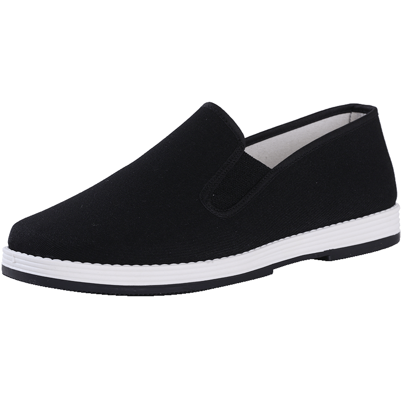 3539 Traditional Men's Cloth Shoes Herbal Antibacterial Deodorant Old Beijing Low-top Rubber Sole Casual Shoes Black Size 42