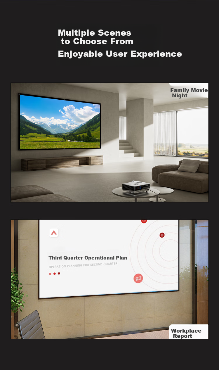 HAILE 100-Inch White Plastic Thickened Projection Screen 16:9 Wall-Mounted Bracket No Drilling Required Light-Resistant High-Definition Home Compatible with Jmgo, Xgimi, Xiaomi, Dangbei, Epson And Others 6