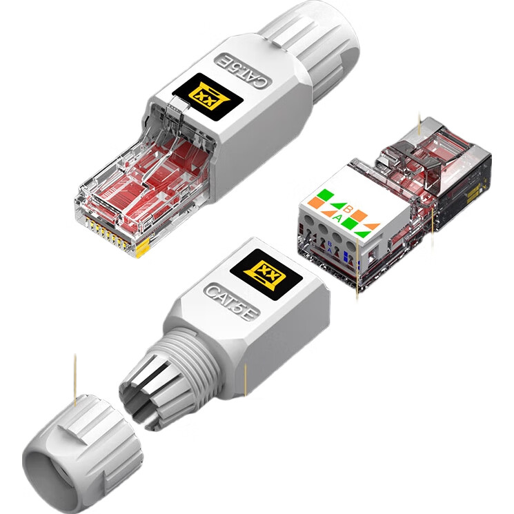 Сетевой коннектор WANJEED Cat5e без инструмента, неэкранированный, для высокоскоростной передачи данных, черный WJ-15148