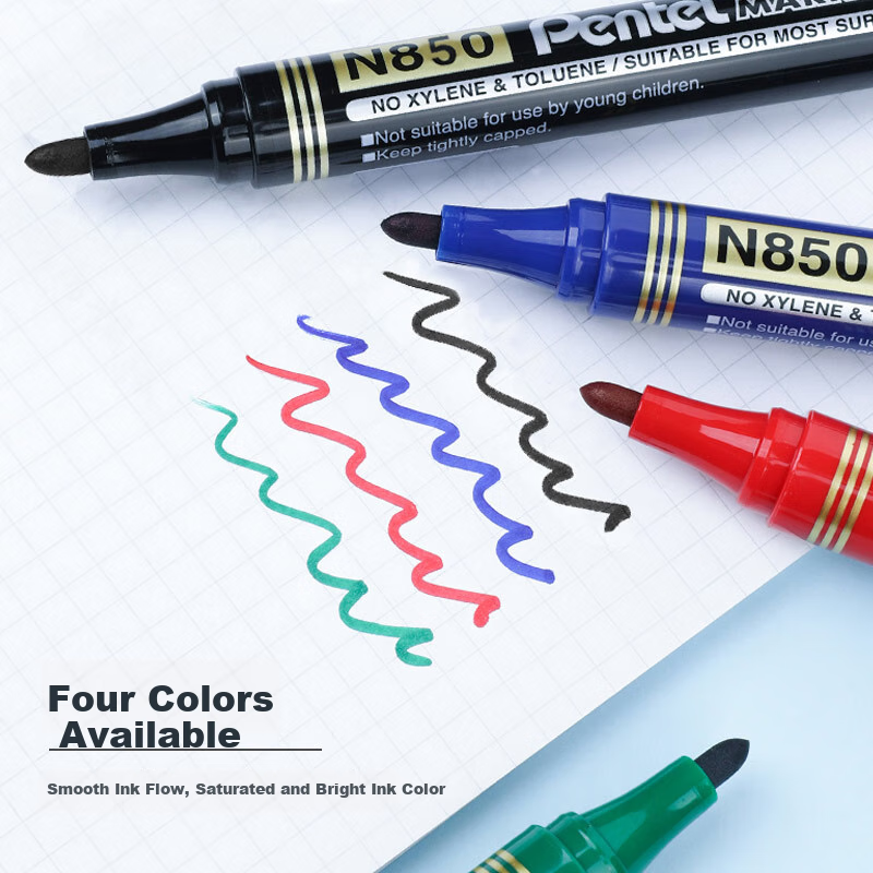 Маркер Pentel N850, на масляной основе, круглый наконечник, синий