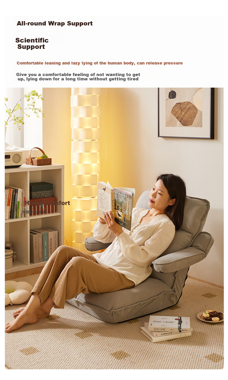 JIAYI Lazy Sofa, Reclining And Sleeping, Living Room Tatami Sofa, Folding Bed, Backrest Chair, Small Apartment Balcony Bay Window Sofa 11