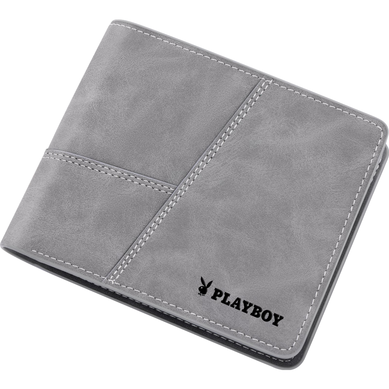 PLAYBOY Wallet for Men, Horizontal Short Style Leather Billfold, Multifunctional ID Card Holder, Large Capacity, Birthday Gift for Husband Or Father