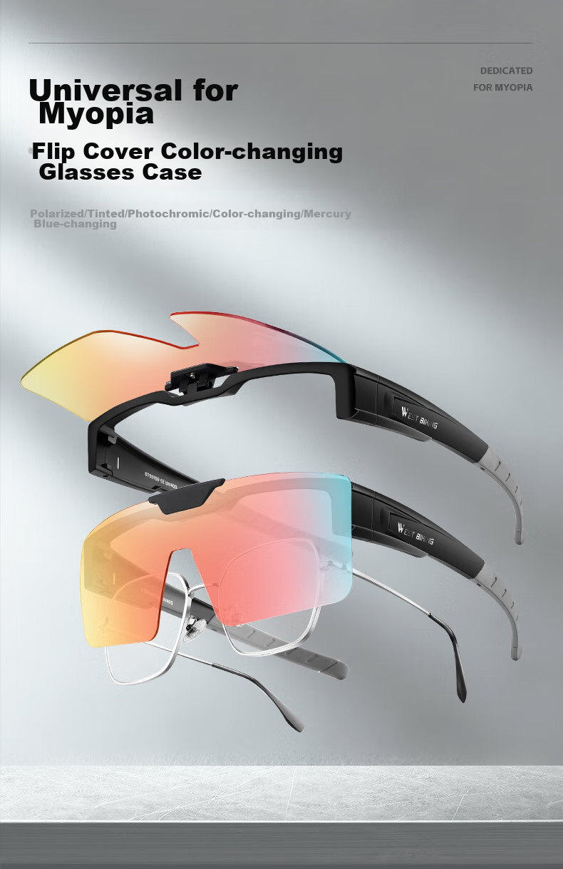 WestBiking Cycling Glasses with Smart Color-Changing Lenses for Nearsightedness, Day And Night Use, Flip-Up Design, Windproof Outdoor Goggles for Men And Wome 1