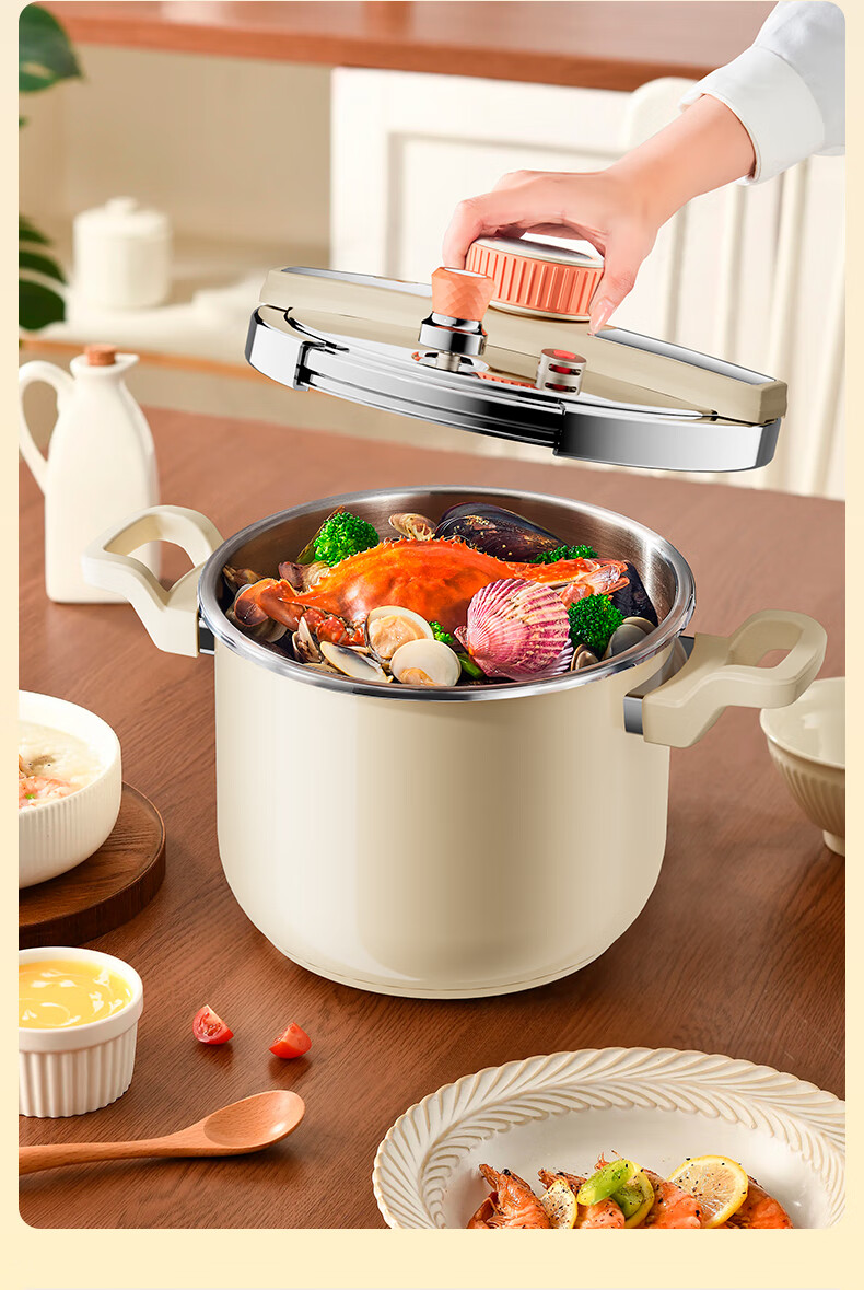 TIANXI Explosion-Proof 8L Pressure Cooker Household 304 Stainless Steel Single-Handed Gas and Electric Compatible Pressure Cooker for 4-8 People 4