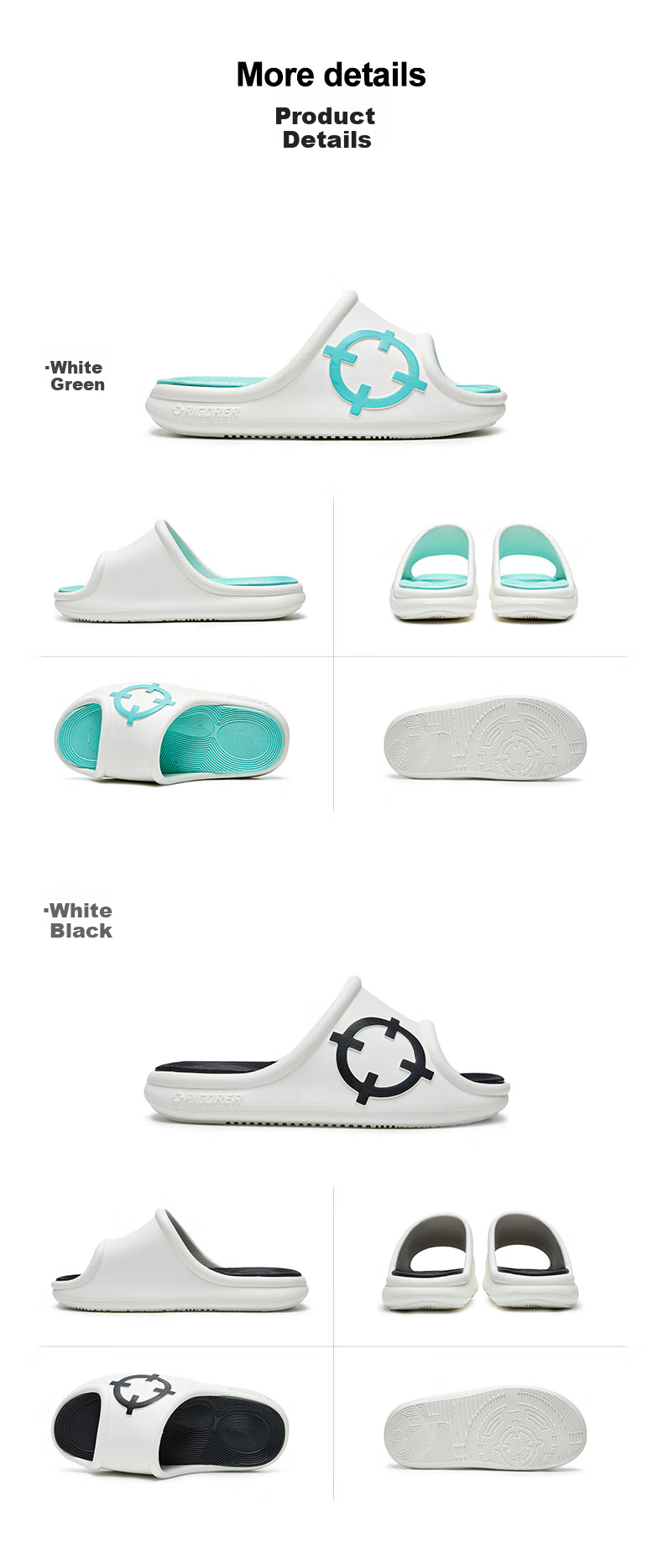 RIGORER Men's Sports Sandals, Waterproof Soft Elastic Basketball Training Thick-Soled Slide Sandals Z121360511, Moon Blue/white, Size 39 13