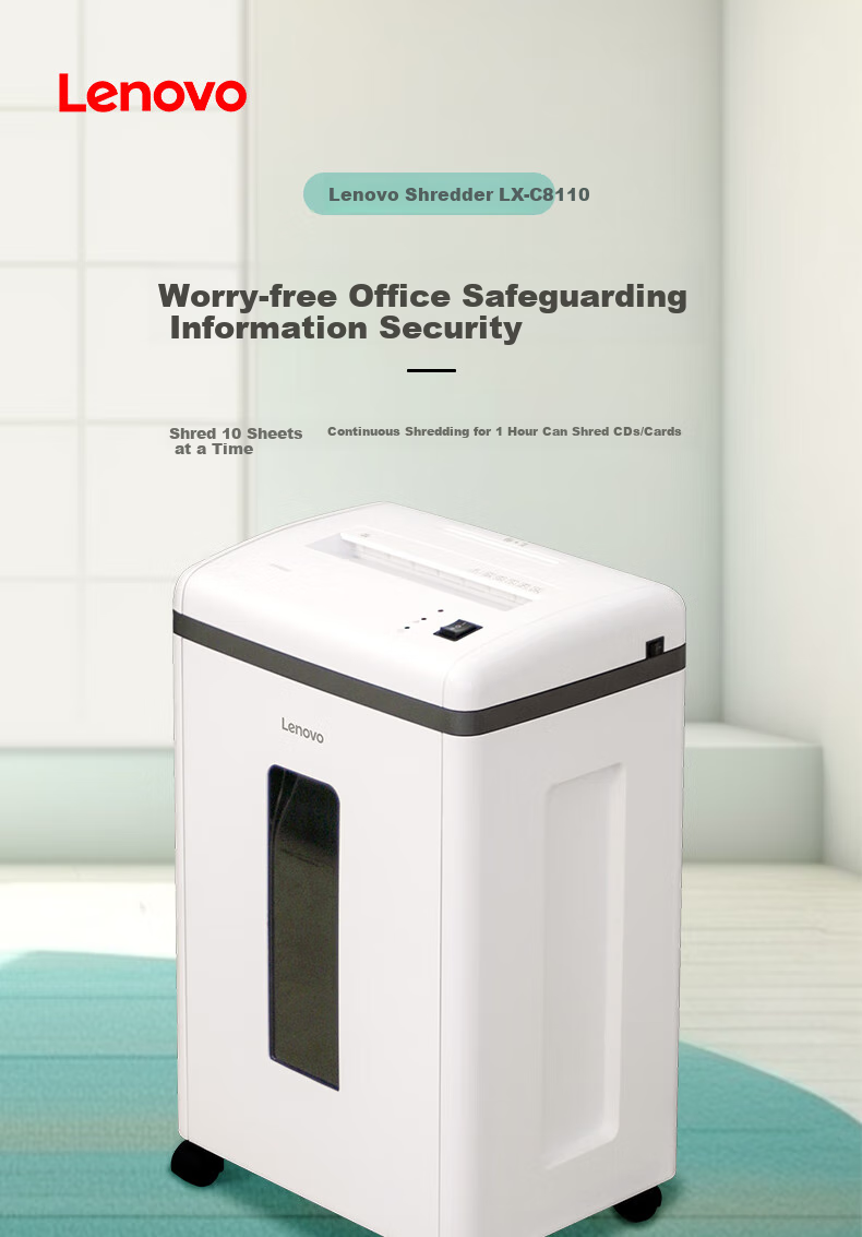 Lenovo LX-C8110 Paper Shredder, 5-Level Confidentiality, Multifunctional Office Shredder, Small Manual Shredder for Documents And CDs, Continuous Shredding for 60 Minutes, 22L Capacity 1