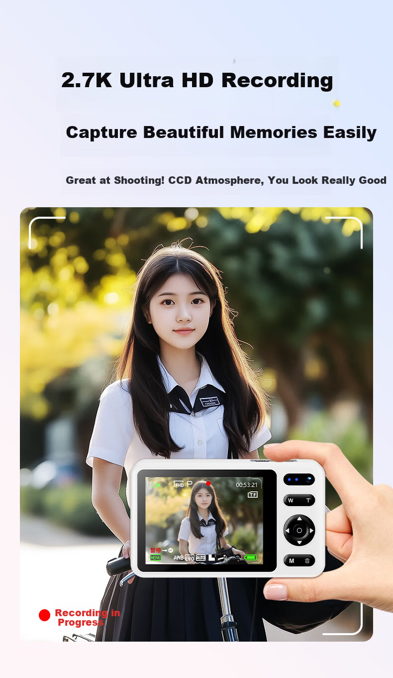 FAMUE Student CCD Camera with Front And Rear Dual Digital Cameras, Campus Retro Mini Alternative, High-Definition Vlog Camera Card That Can Transfer to Phone, Gift for Girlfriend, 32GB 5